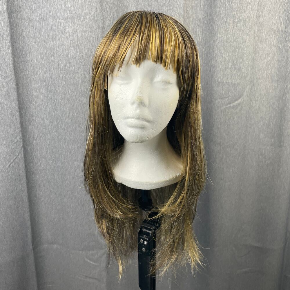 Euro Collection Golden Brown Blonde Ombre Layered Bangs Hair Wig